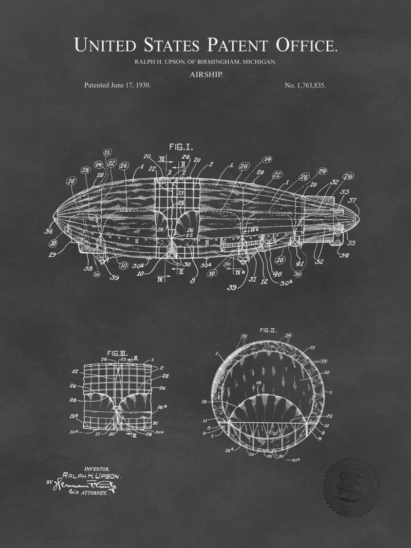 Vintage Blimp Print | 1930 Patent