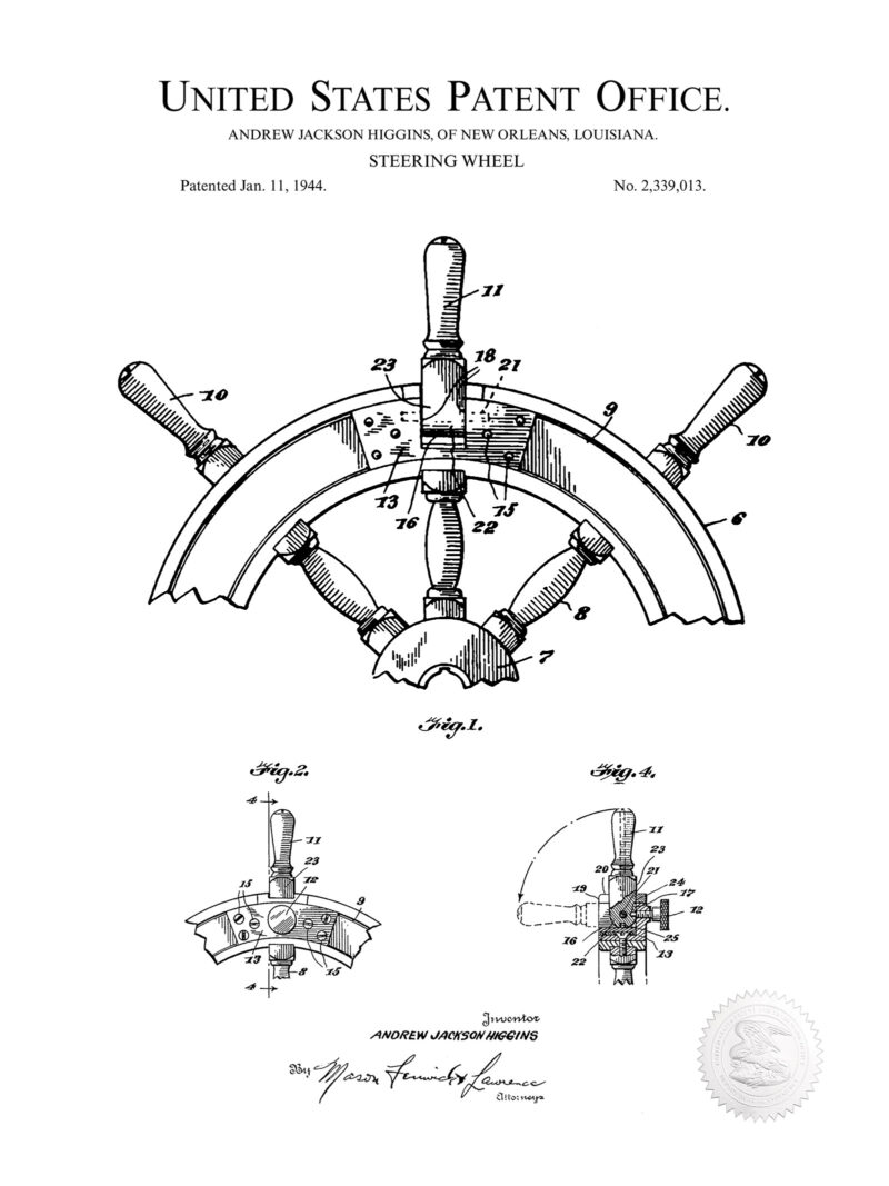 Ship Steering Wheel | 1944 Patent