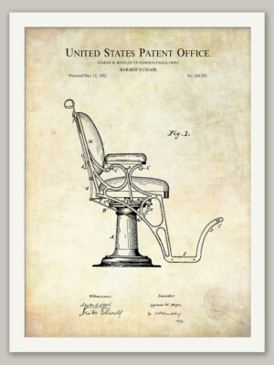Barber's Chair Design | 1882 Patent Print