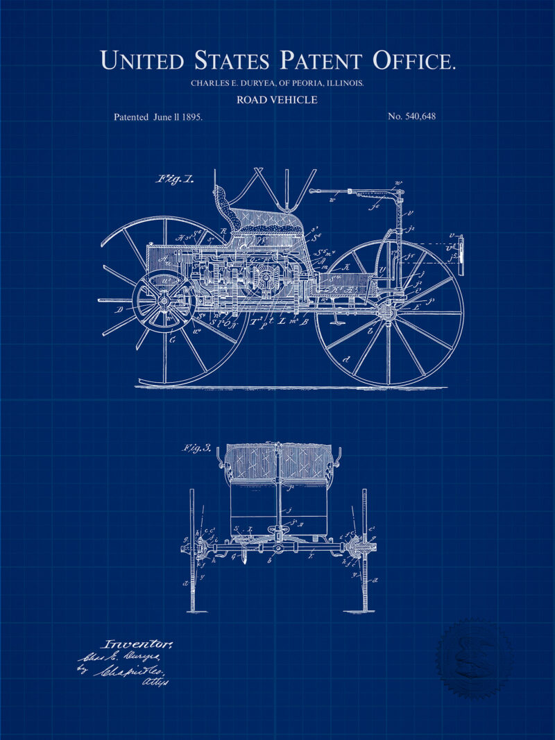 Early Road Vehicle Print | 1895 Patent