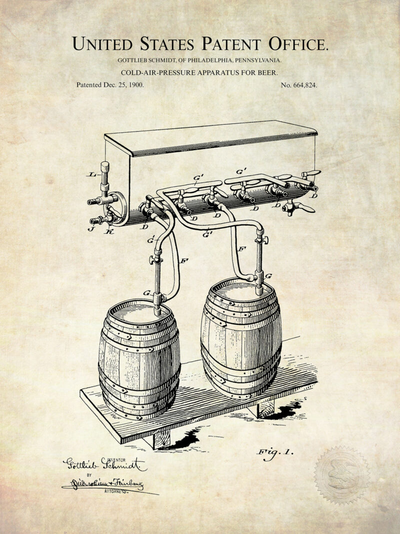 1900 Cold Air Pressure Apparatus for Beer Patent