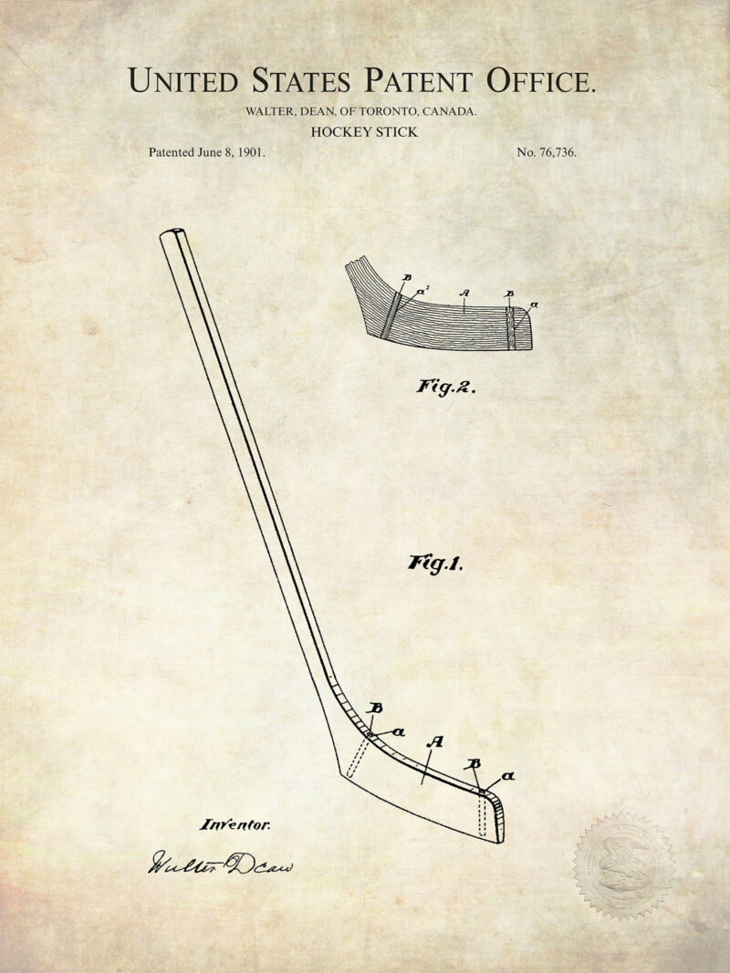 Hockey Stick Design | 1901 Patent Print