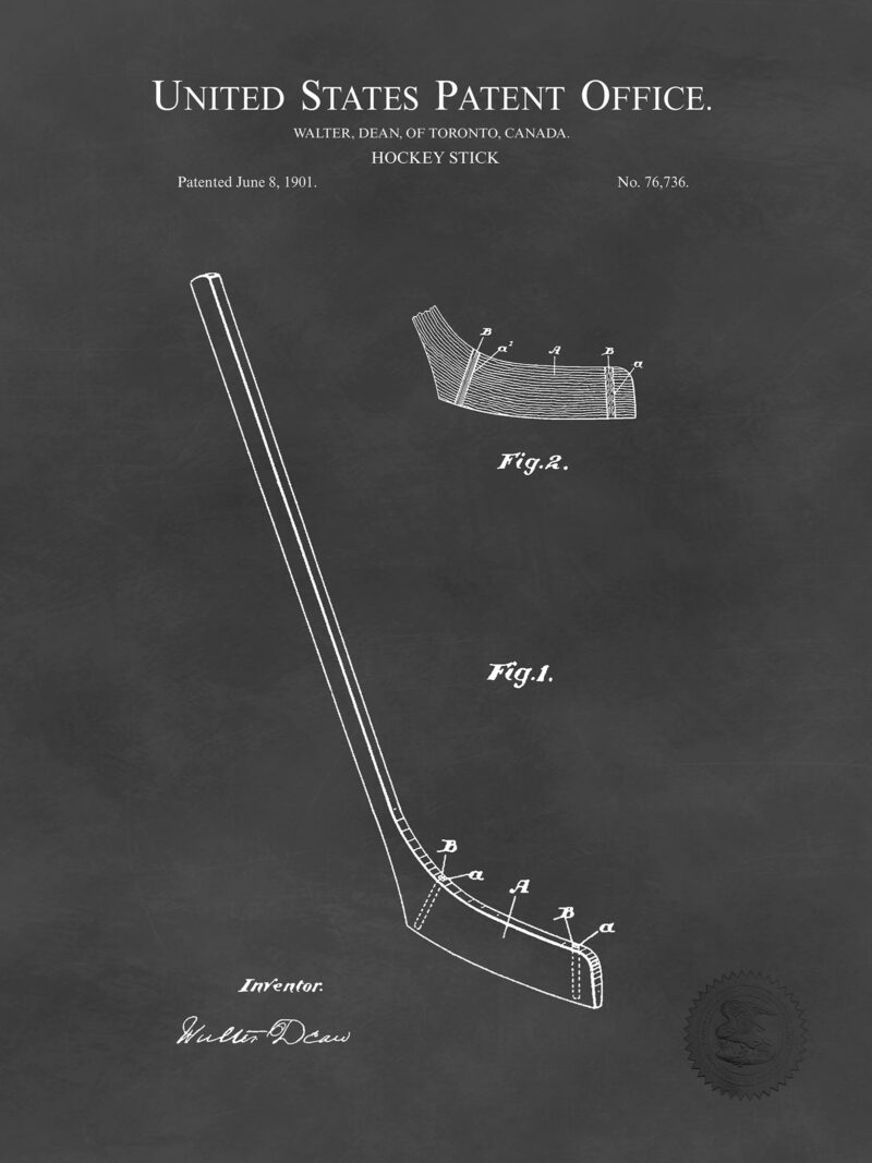 Hockey Stick Design | 1901 Patent Print