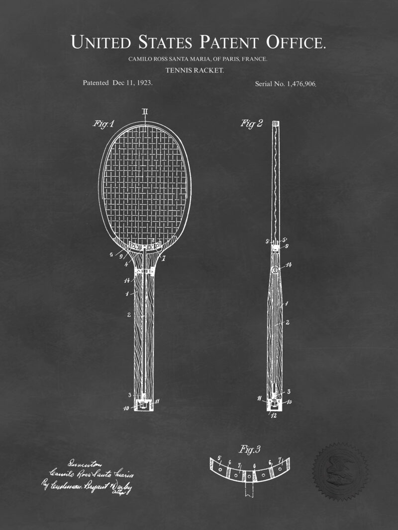 Tennis Racket Design | 1923 Patent
