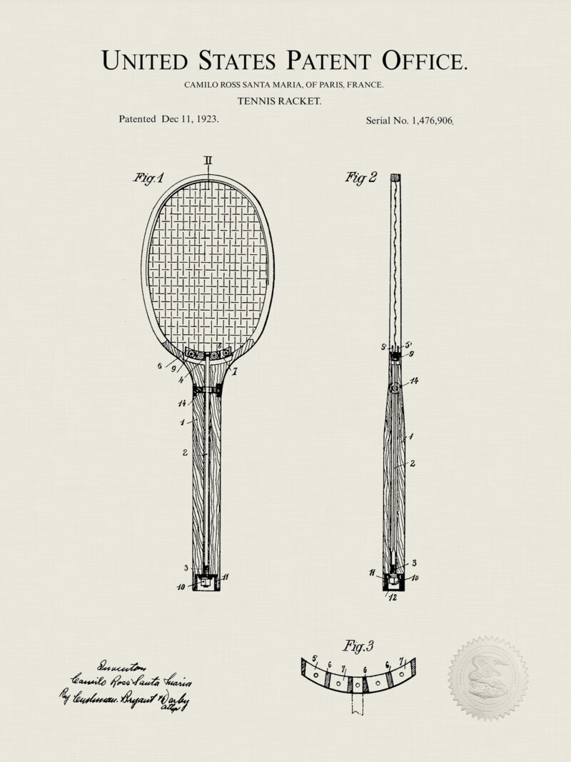 Tennis Decor | Vintage Patent Prints