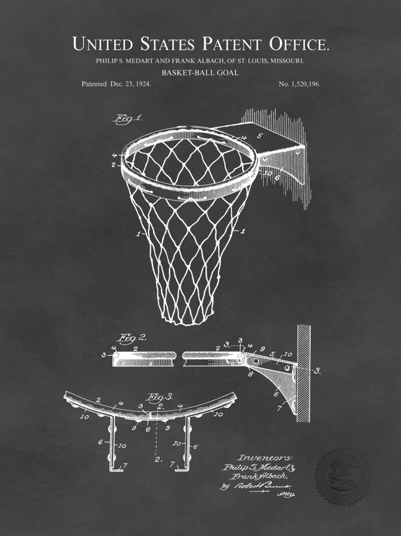 Basketball Hoop | 1924 Patent Print