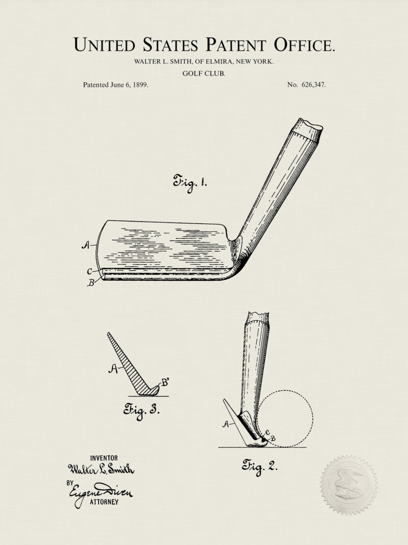 Golf Club Concept | 1899 Patent | VIntage Golf Decor