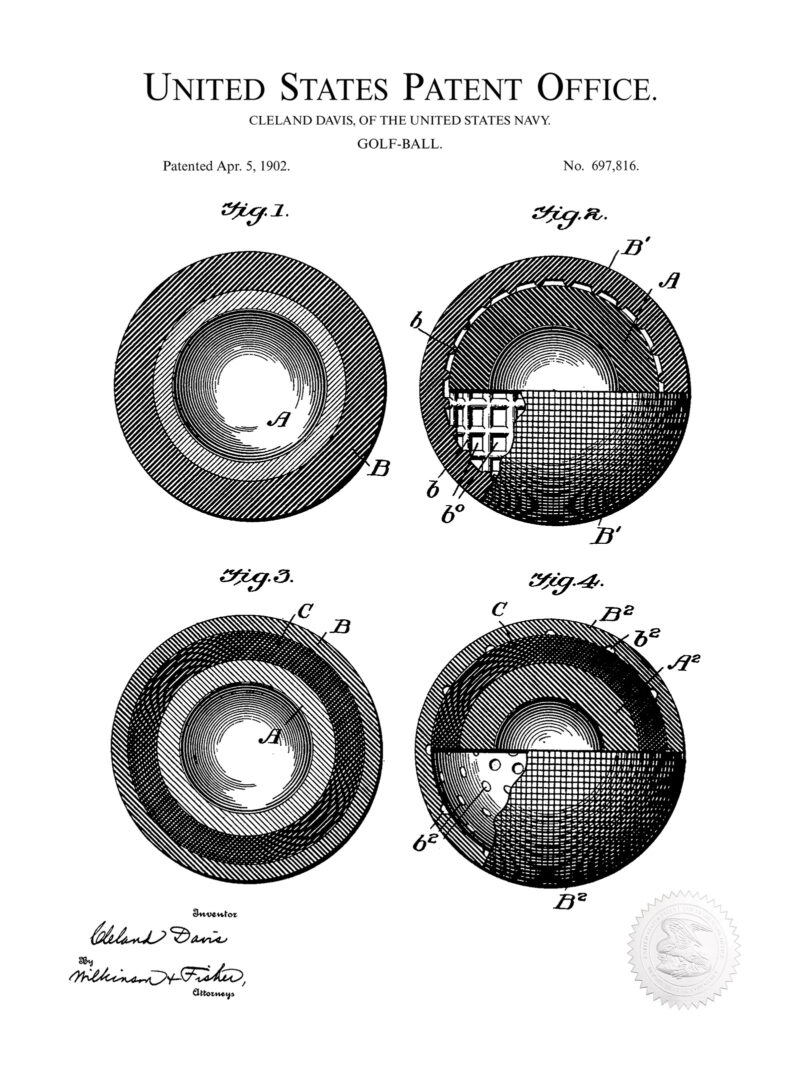 Golf Ball Print | 1902 Patent