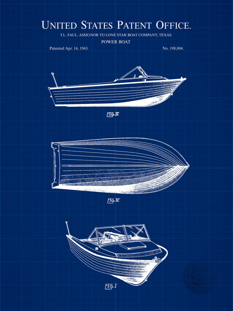 Power Boat Design | 1963 Patent Print