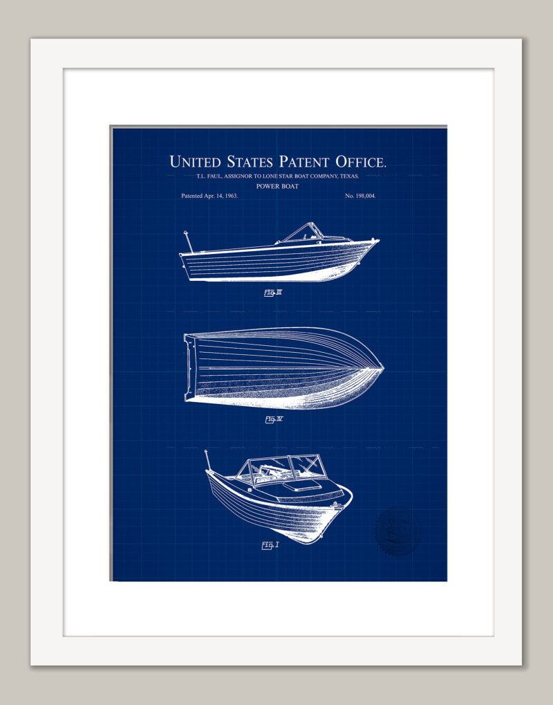 Power Boat Design | 1963 Patent Print