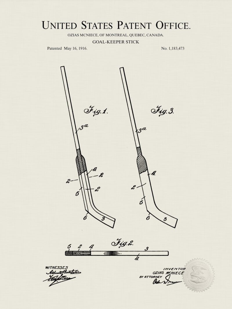 Hockey Goalie Stick Print | 1916 Patent