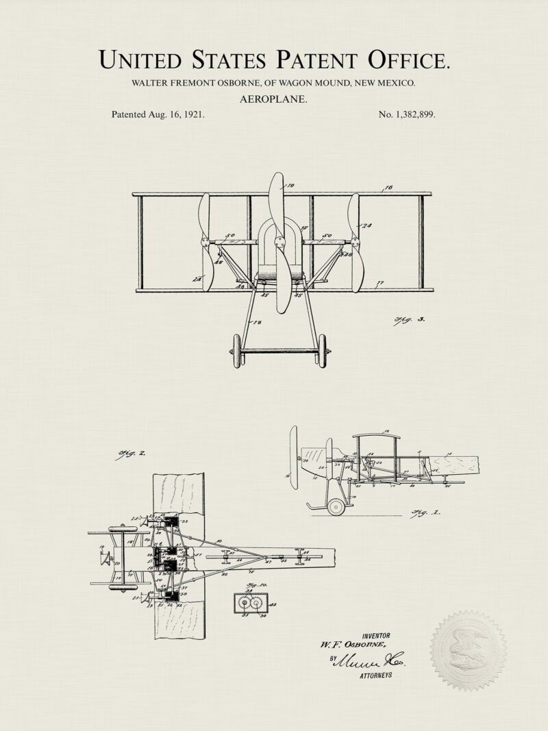 Antique Biplane | 1921 Aviation Patent