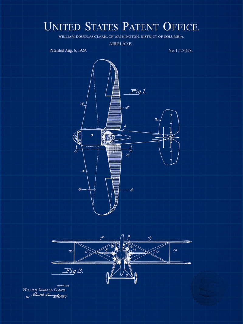 Vintage Biplane - 1929 Aircraft Patent