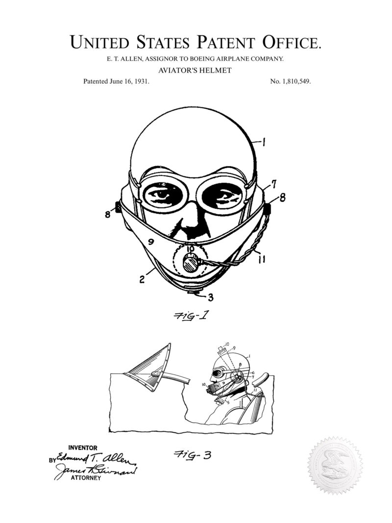 Aviator's Helmet | 1931 Boeing Patent