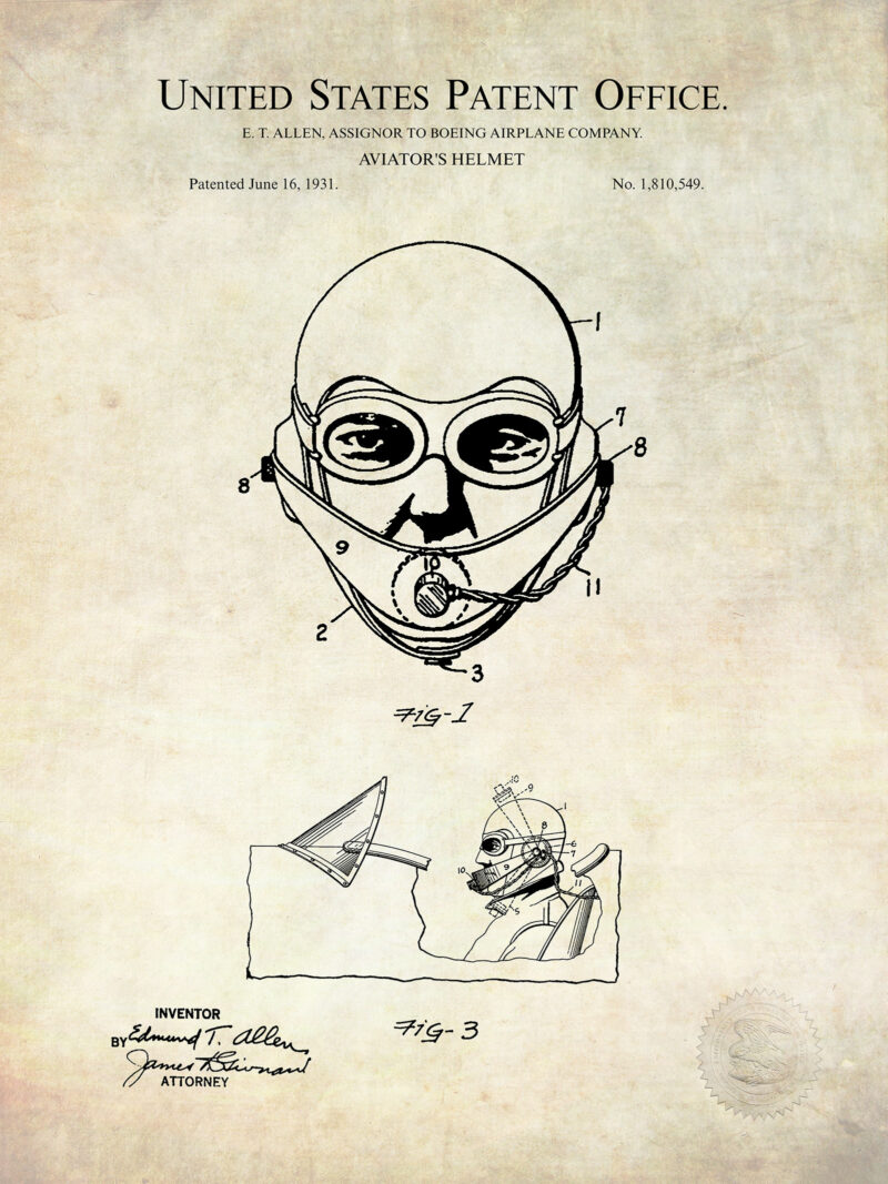 Aviator's Helmet | 1931 Boeing Patent