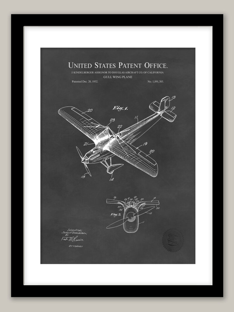 Gull-Wing Plane | 1932 Patent Print