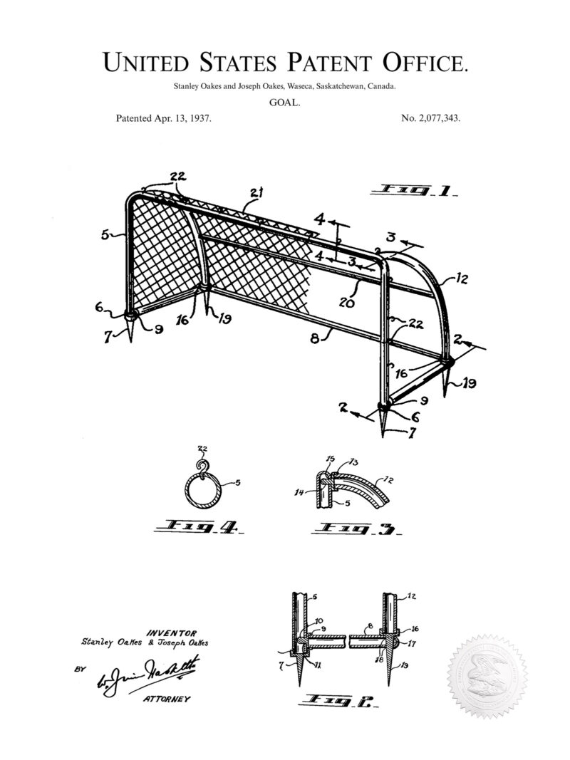 Soccer Goal | 1937 Patent