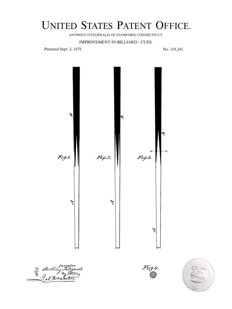 Billiard Cue Design | 1879 Patent