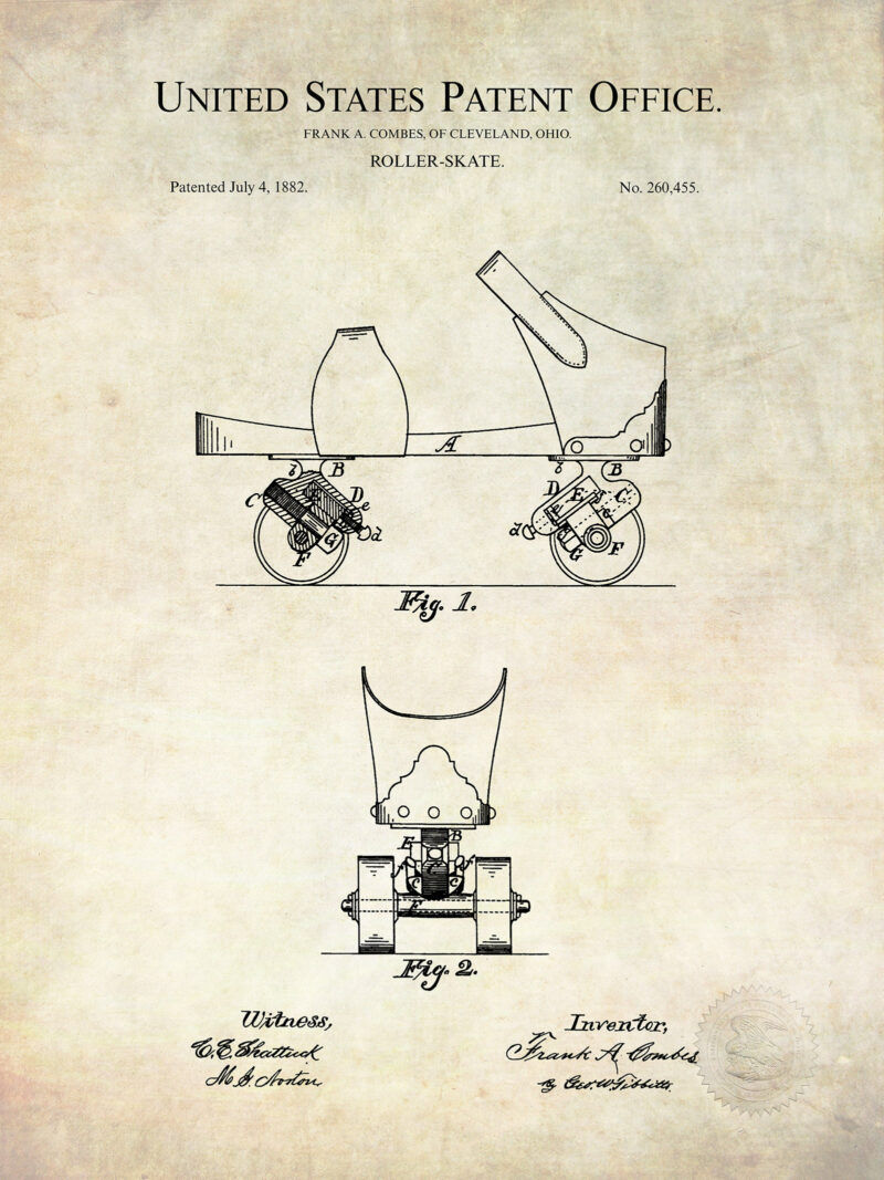 Roller Skate Design | 1882 Patent Print