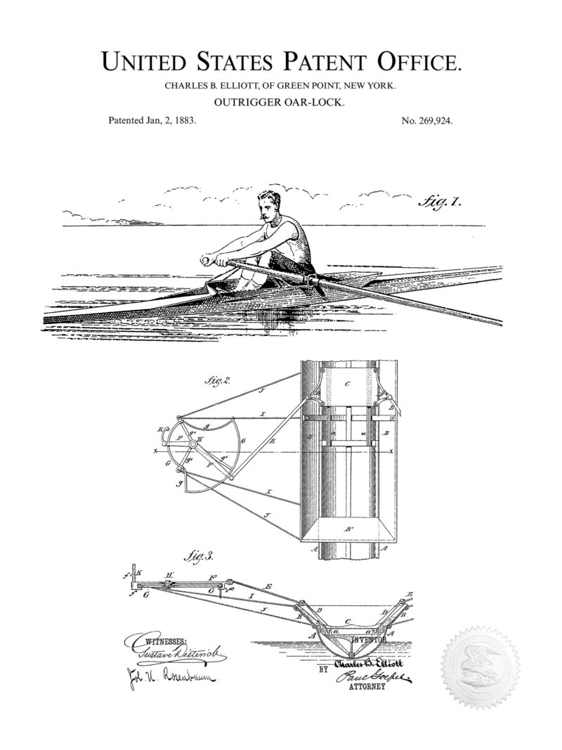 Outrigger Oarlock Print  | 1883 Patent