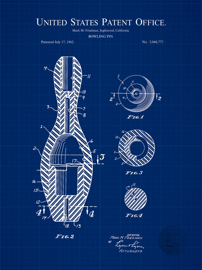 Bowling Pin Print | 1962 Patent