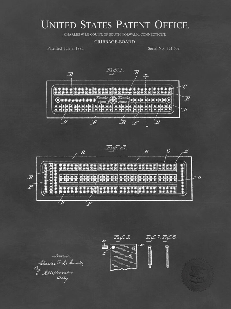 Cribbage Board Game | 1885 Patent