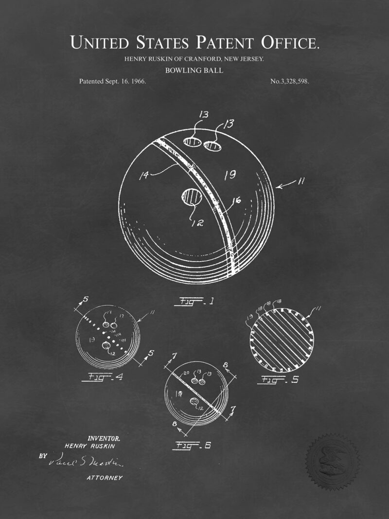 Bowling Ball | 1967 Patent Print