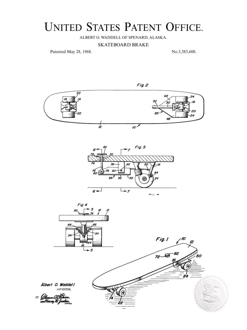 Skateboard Concept | 1968 Patent Print