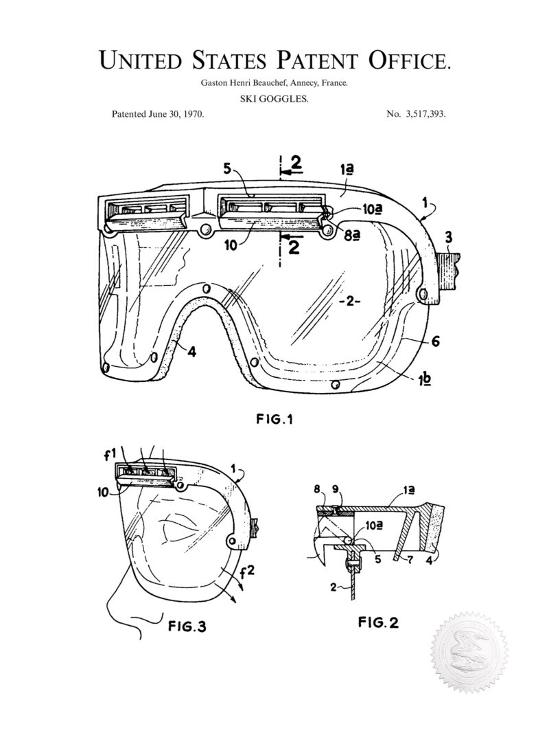Ski Goggles Design | 1970 Patent