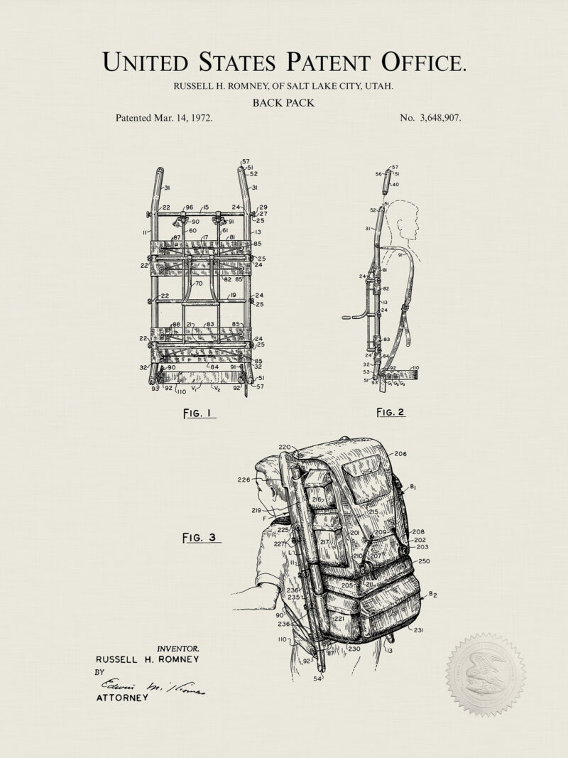 Vintage Backpack | 1972 Patent