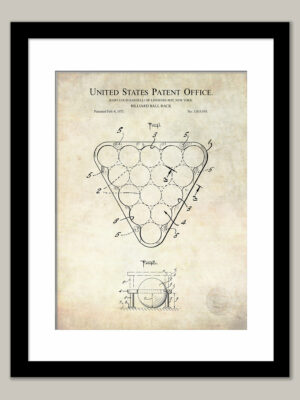 Billiard Ball Rack | 1975 Patent Print
