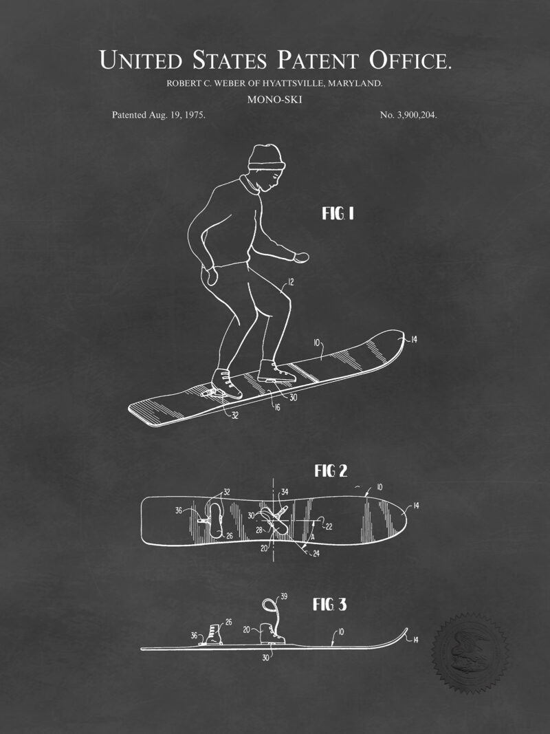 Snowboard Design | 1975 Patent Print
