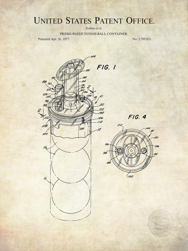 Tennis Ball Tin | 1977 Patent Print