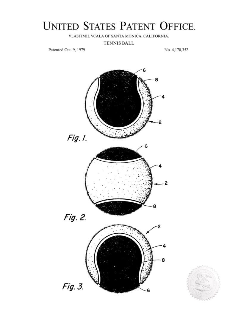 Tennis Ball Design | 1979 Patent Print