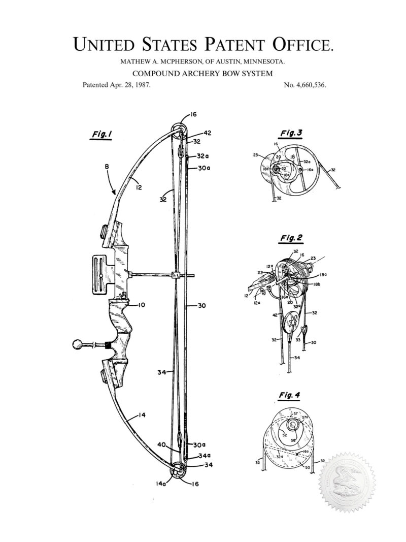 Compound Archery Bow | 1987 Patent