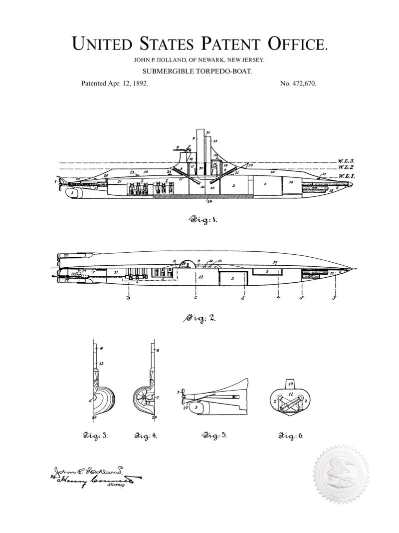 Submergible Torpedo Boat | 1892 Patent