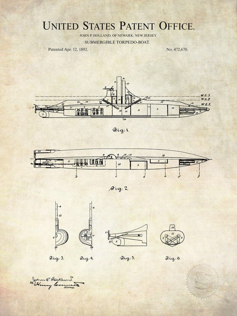 Submergible Torpedo Boat | 1892 Patent
