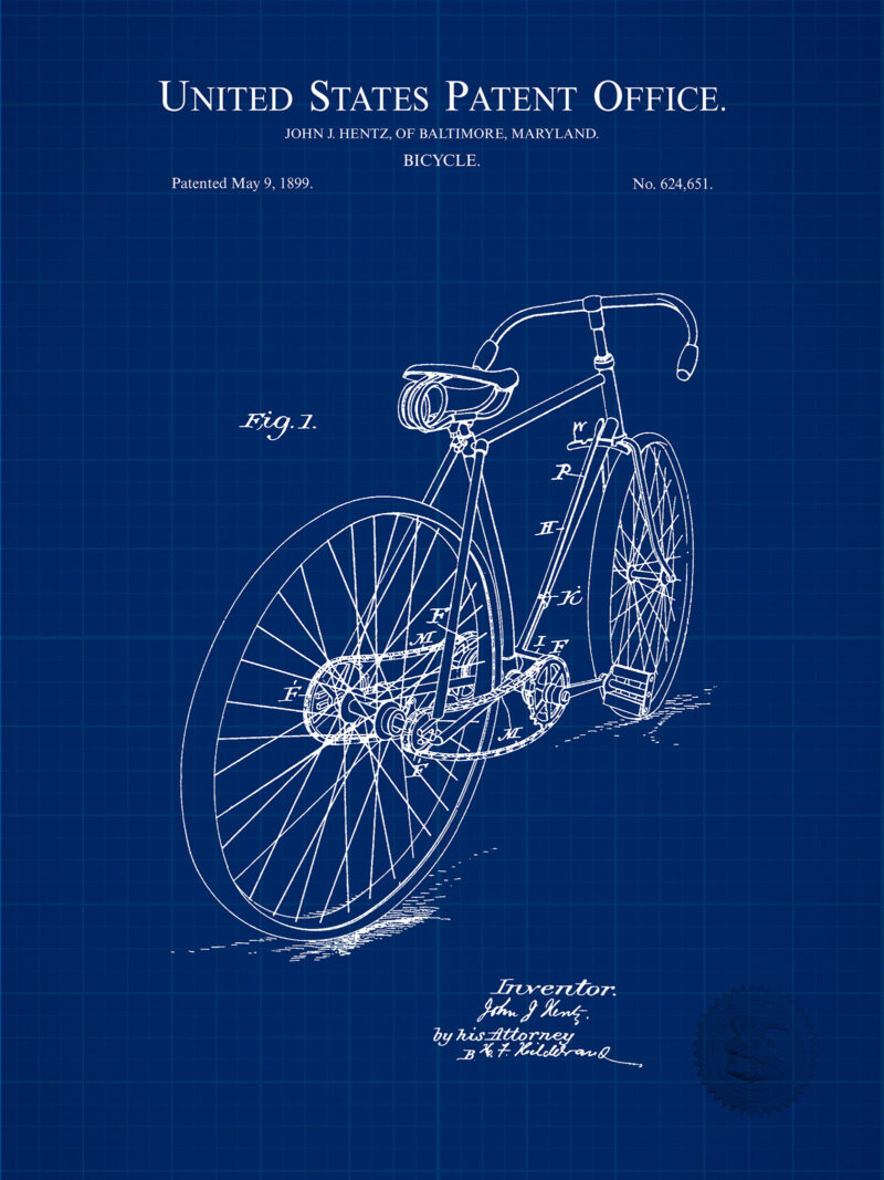 Bicycle Design | 1899 Patent Print