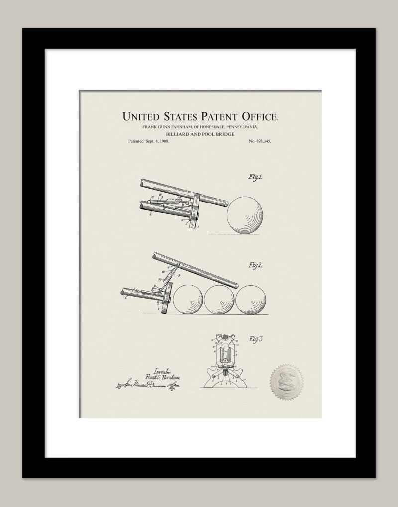 Billiard & Pool Bridge Print | 1809 Patent