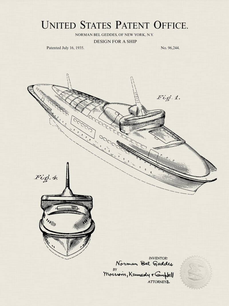 Ship Design | 1935 Norman Bel Geddes Patent
