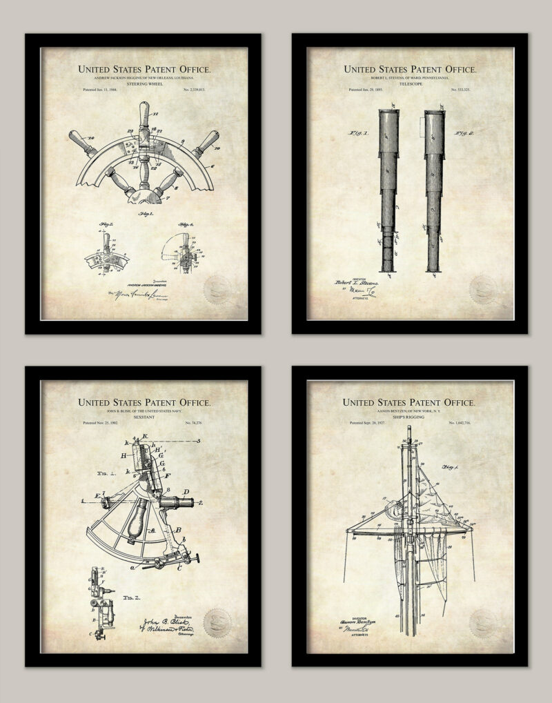 Antique Maritime Patents Print Set