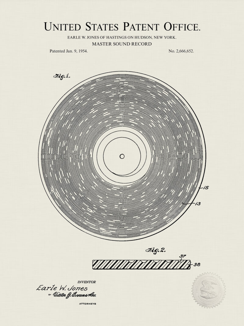 Vintage Phonograph Record Patent Set