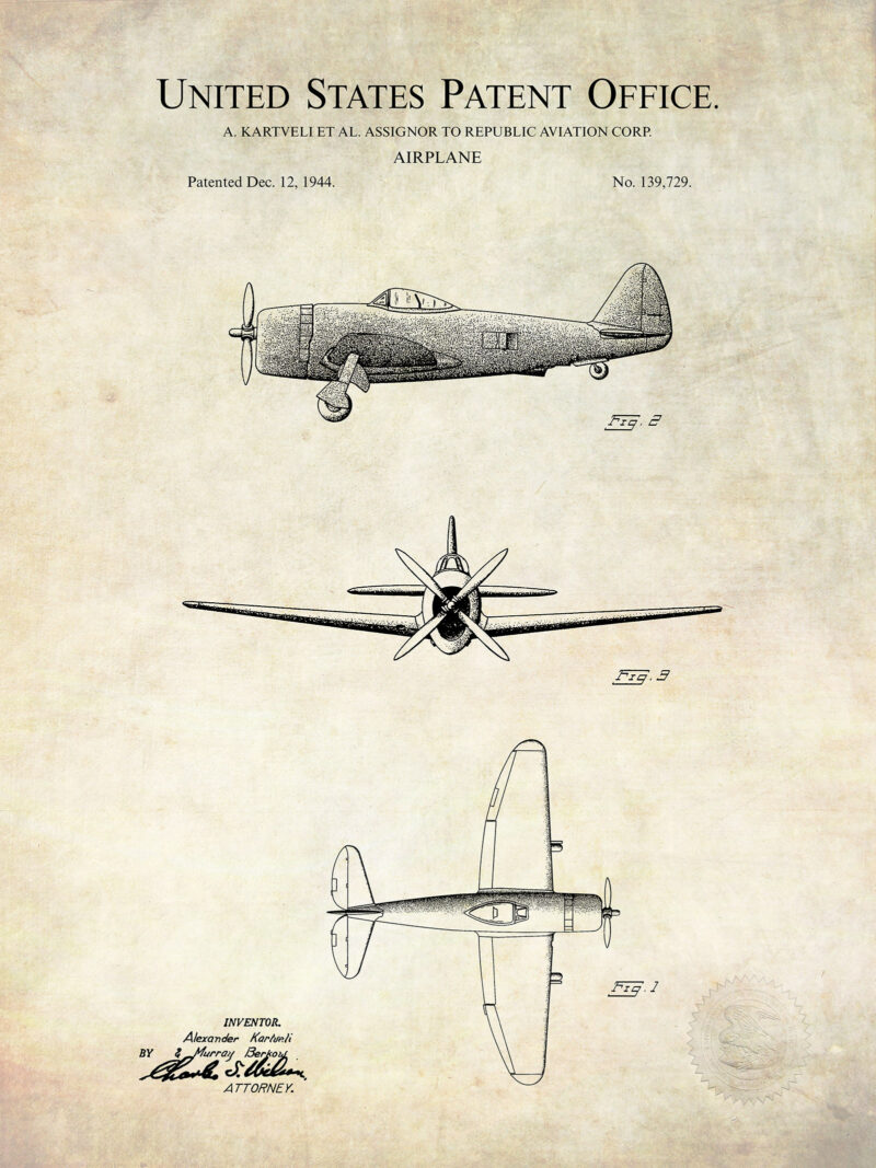 Thunderbolt Fighter - 1944 Plane Patent