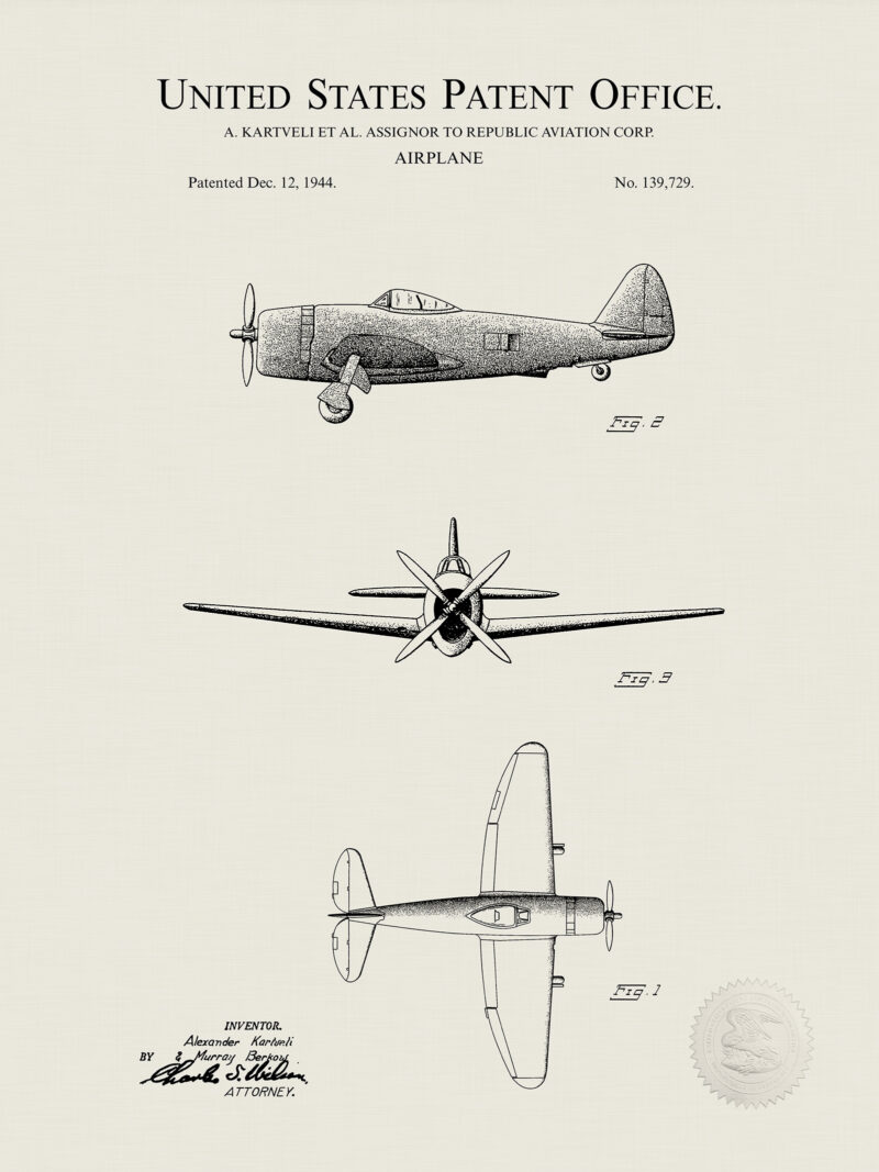 Thunderbolt Fighter - 1944 Plane Patent