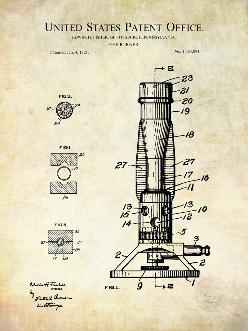 Gas Burner Design | 1921 Laboratory Patent