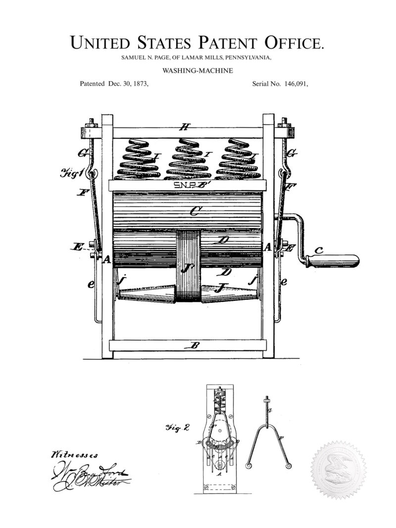 Washing Machine Invention | 1873 Patent