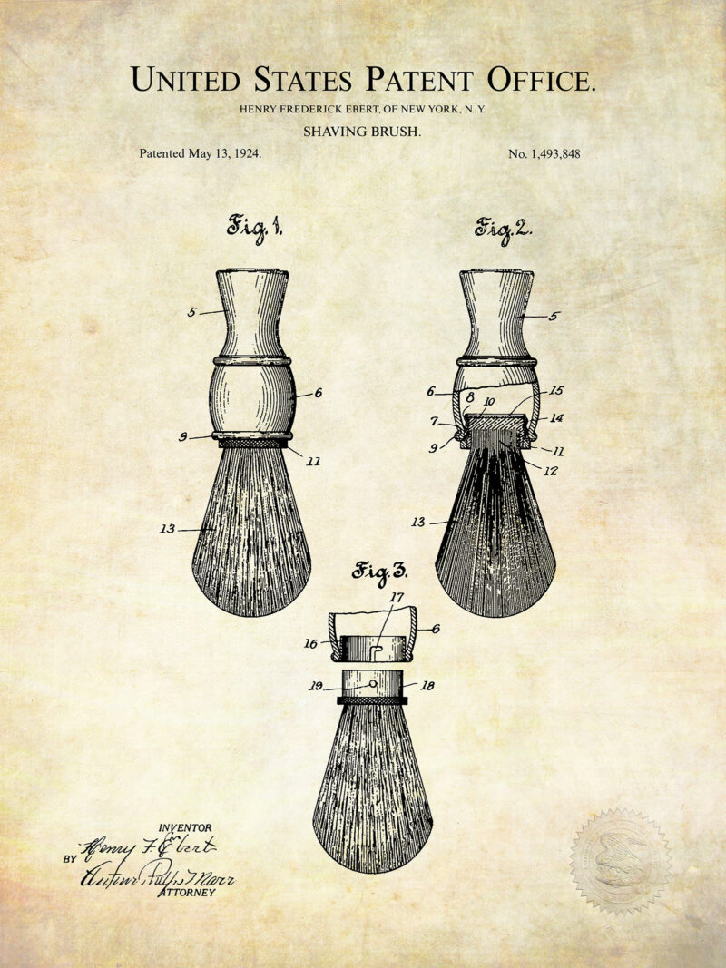Shaving Brush Design | 1917 Patent Print