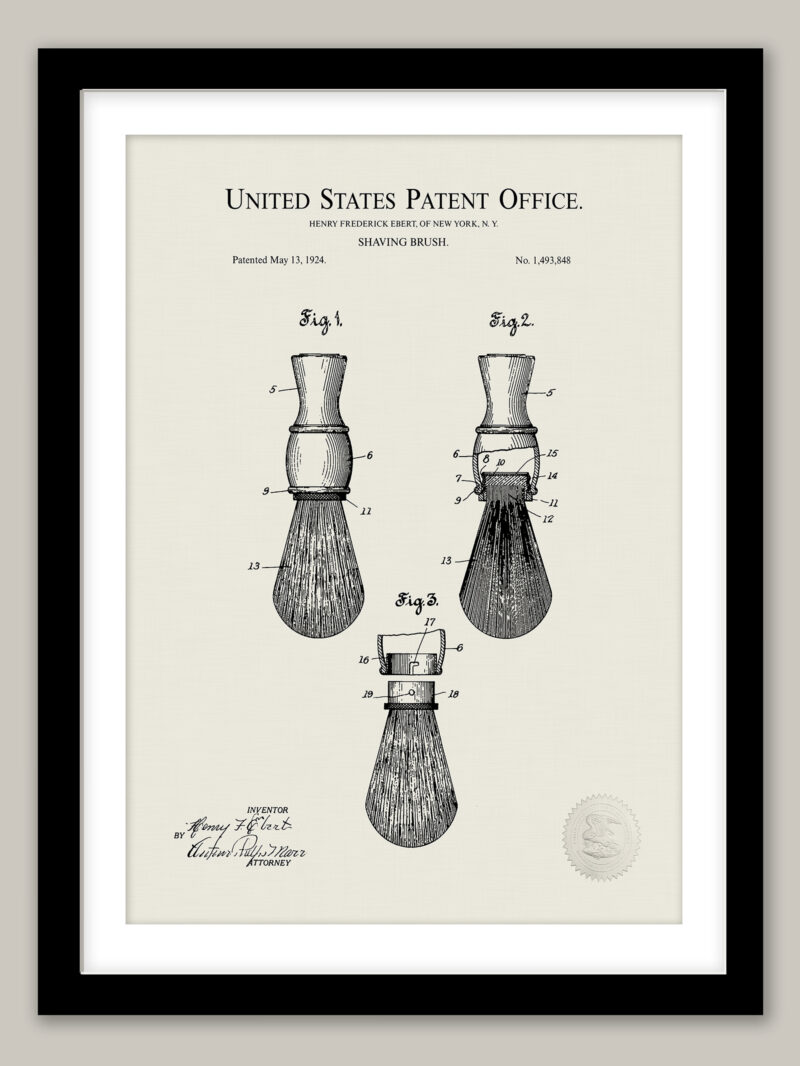 Shaving Brush Design | 1917 Patent Print