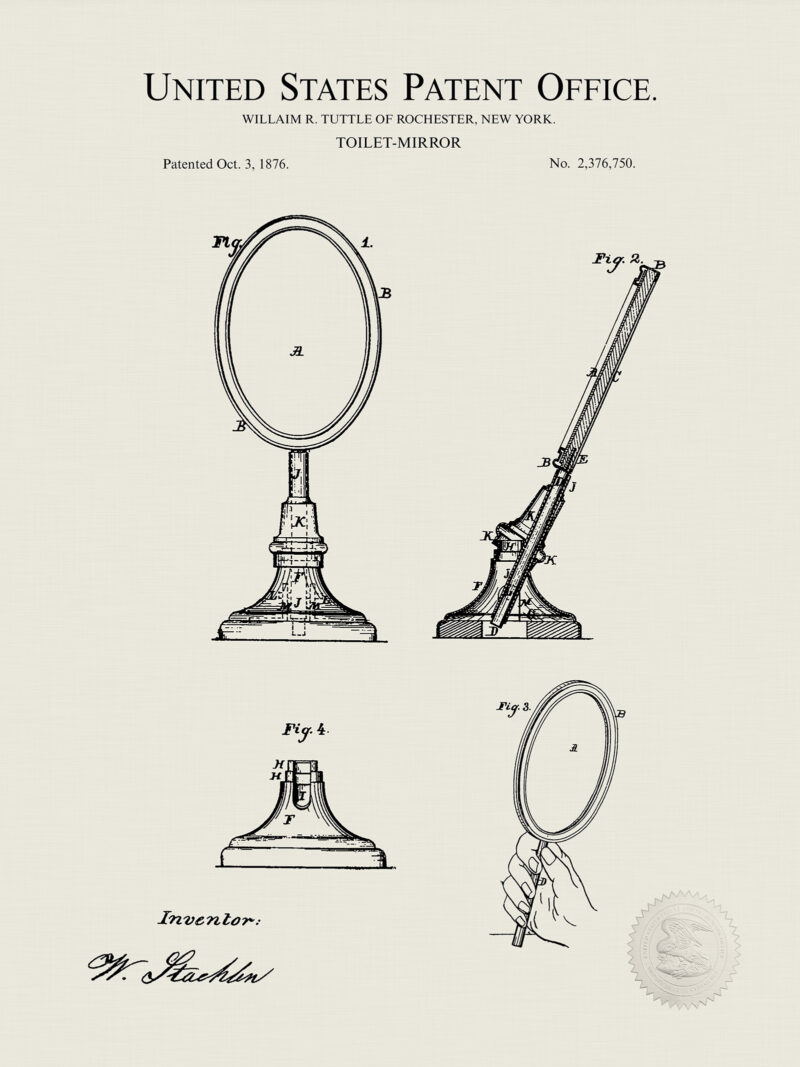 Bathroom Mirror | 1876 Patent