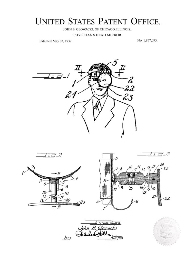 Physicians Head Mirror  | 1932 Patent